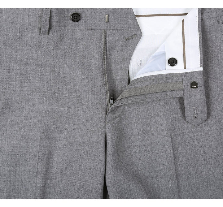 Light Grey Two Button Slim Fit Wool Suit