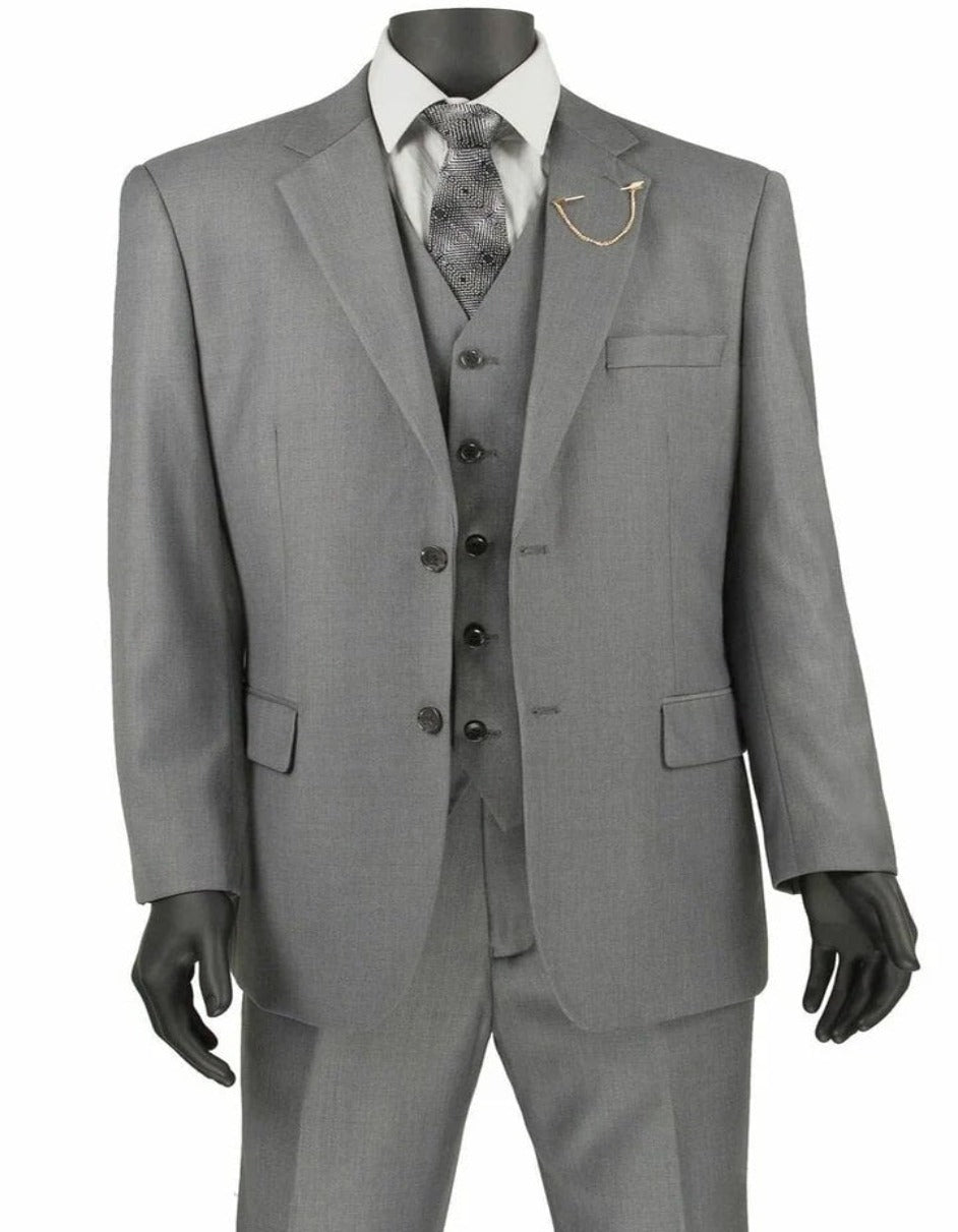 Classic Two Button Light Grey Suit with Vest