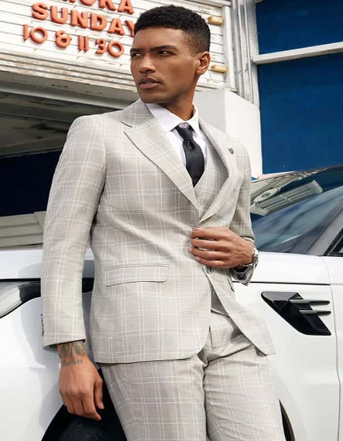 Light Grey Two Button Vested Suit by Stacy Adams