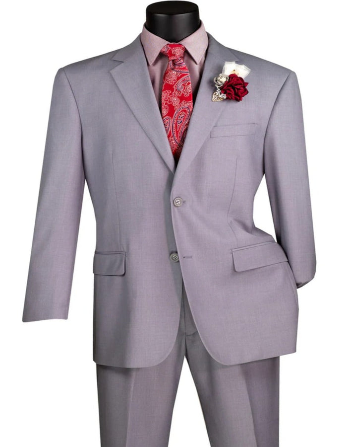 Men’s Light Grey 2 Button Suit, Modern Fit Formal Wedding Business Dress Suit