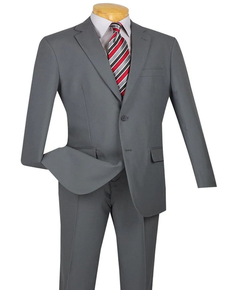 Light Grey Two Button Modern Fit Wool Suit