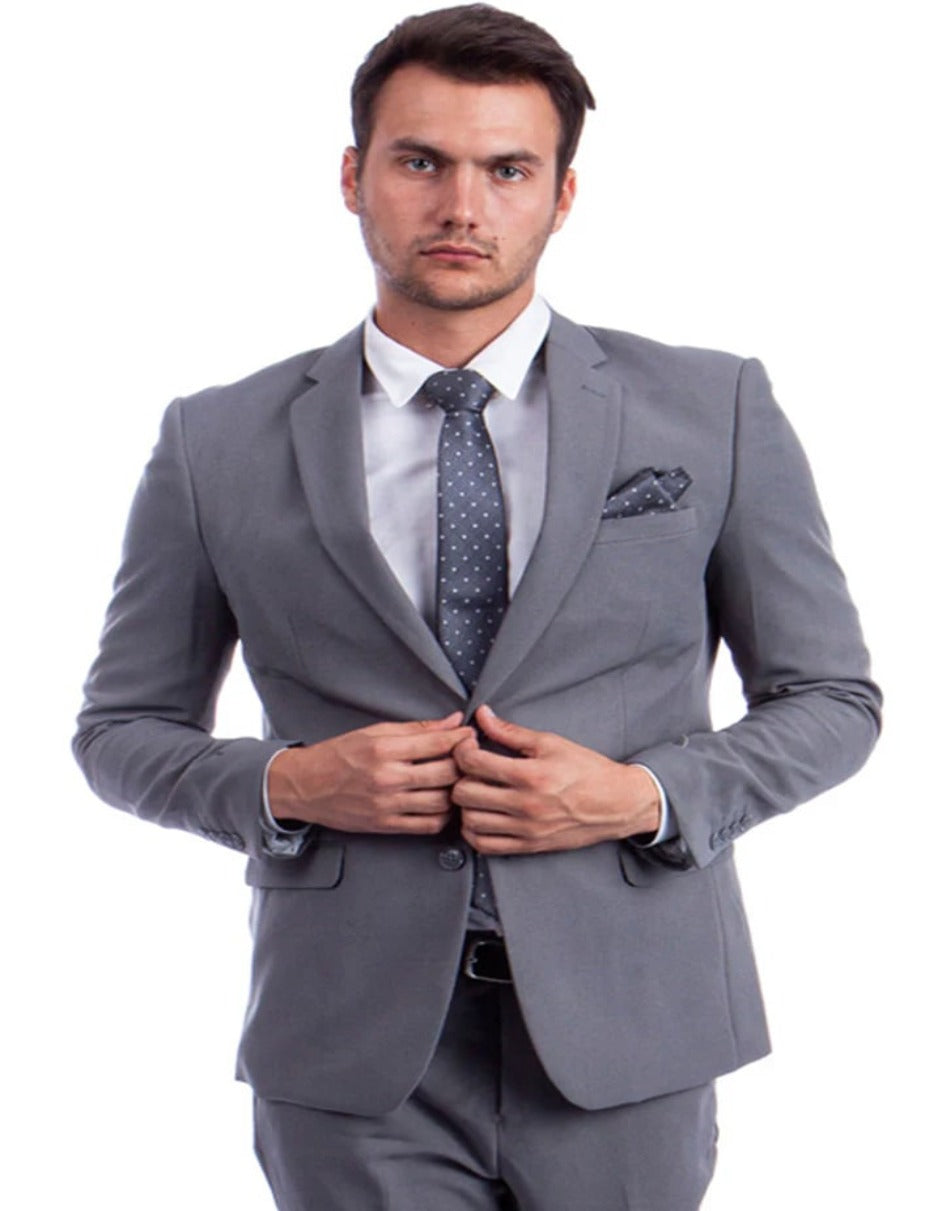 Light Grey Two Button Hybrid Fit Suit