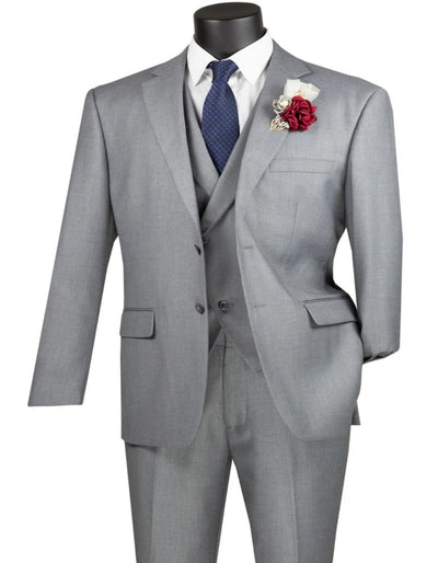 Light Grey Two Button Modern Fit Suit with Vest