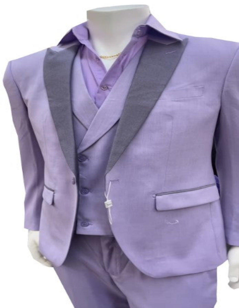 Men's Lavender Vested Prom Tuxedo Suit