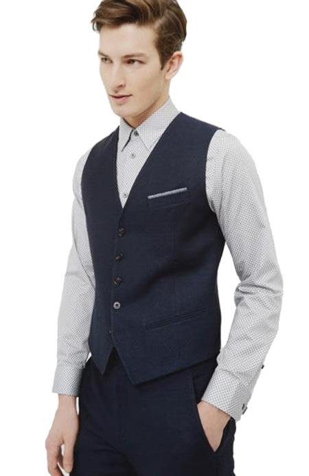 Linen Navy Blue Vest
