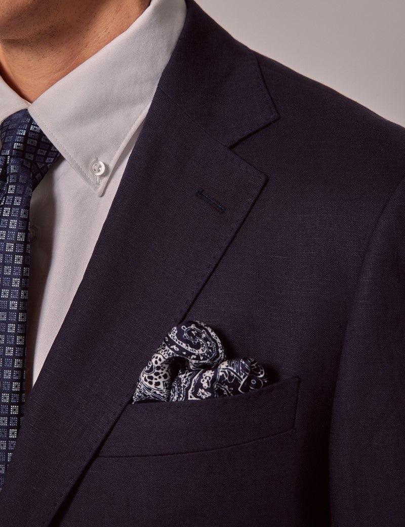 Navy Linen Suit for Beach Weddings