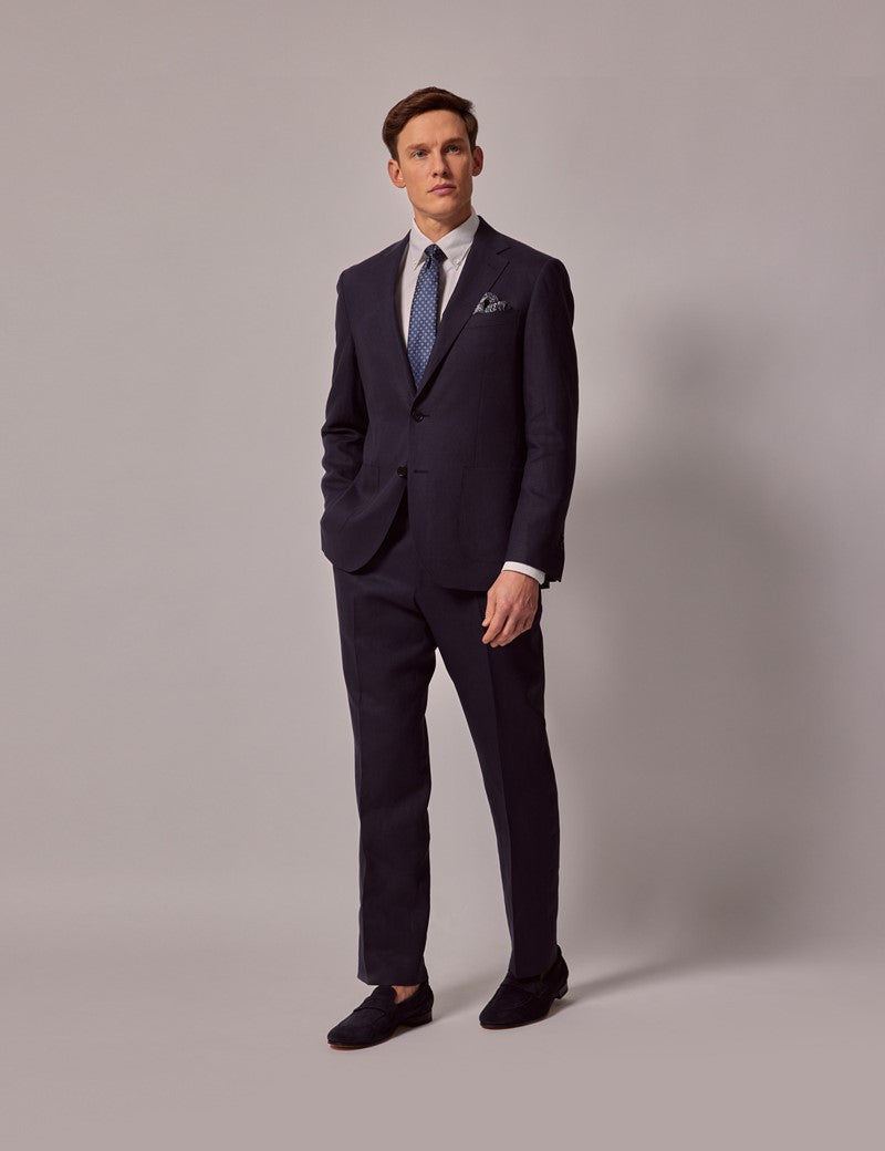 Navy Linen Suit for Beach Weddings