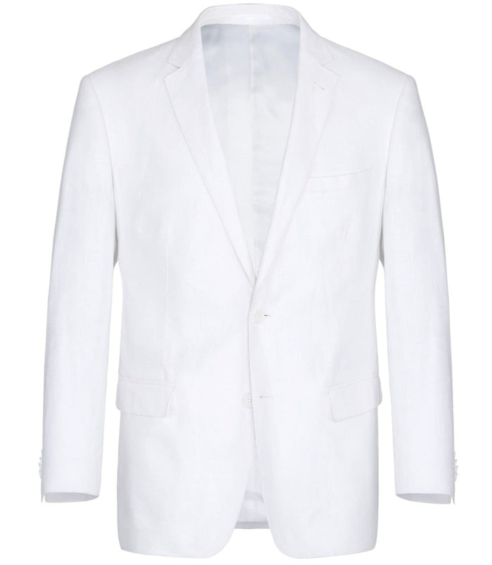 White Regular Fit Linen Suit, 2 Piece