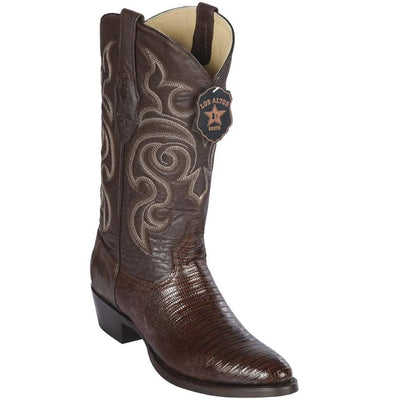 Lizard Teju Brown R-Toe Cowboy Boots by Los Altos