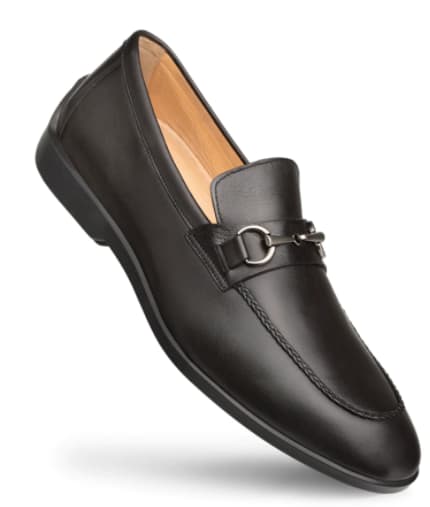 Apron Ornament Loafer Black by Mezlan