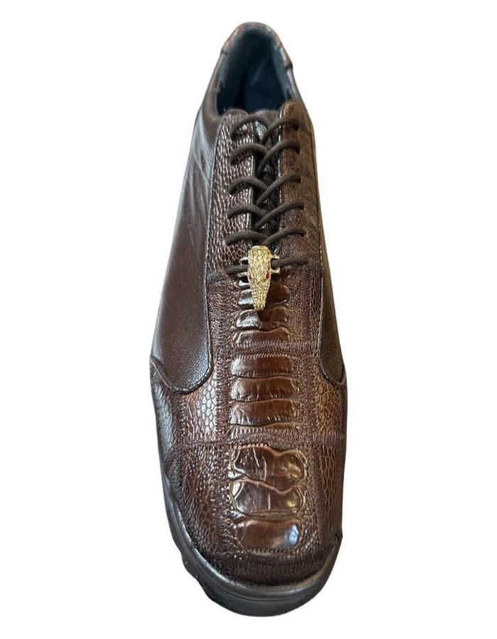 Los Altos Ostrich Leg Lace Up Sneakers Brown