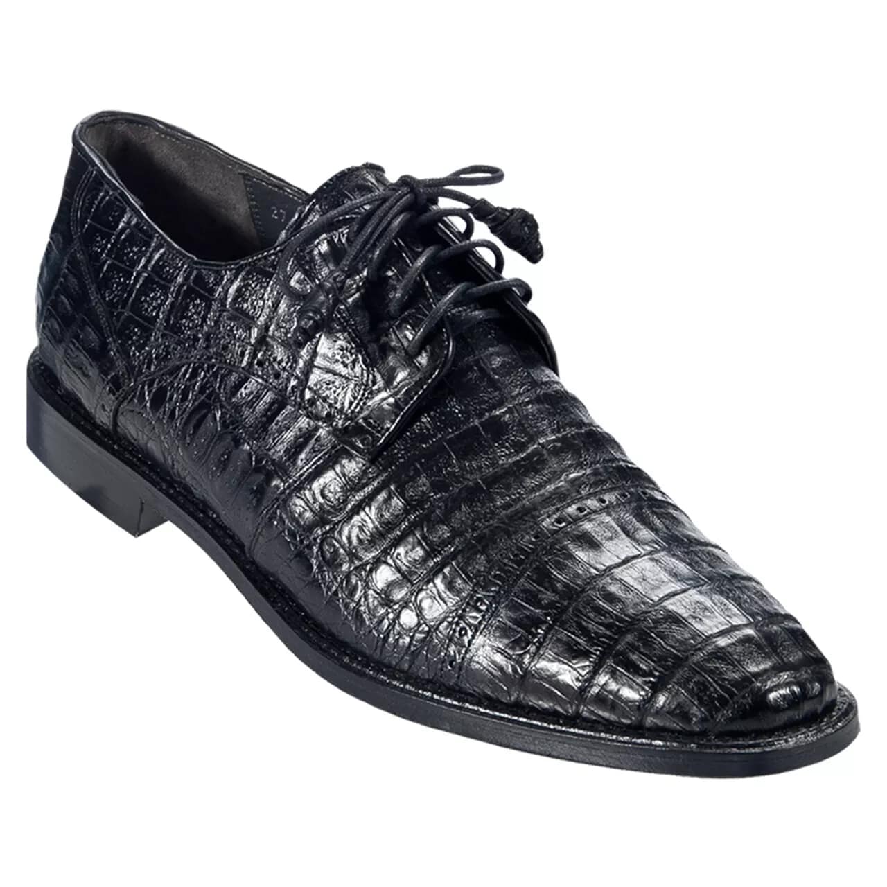 Los Altos Black Genuine Caiman Oxford Shoes