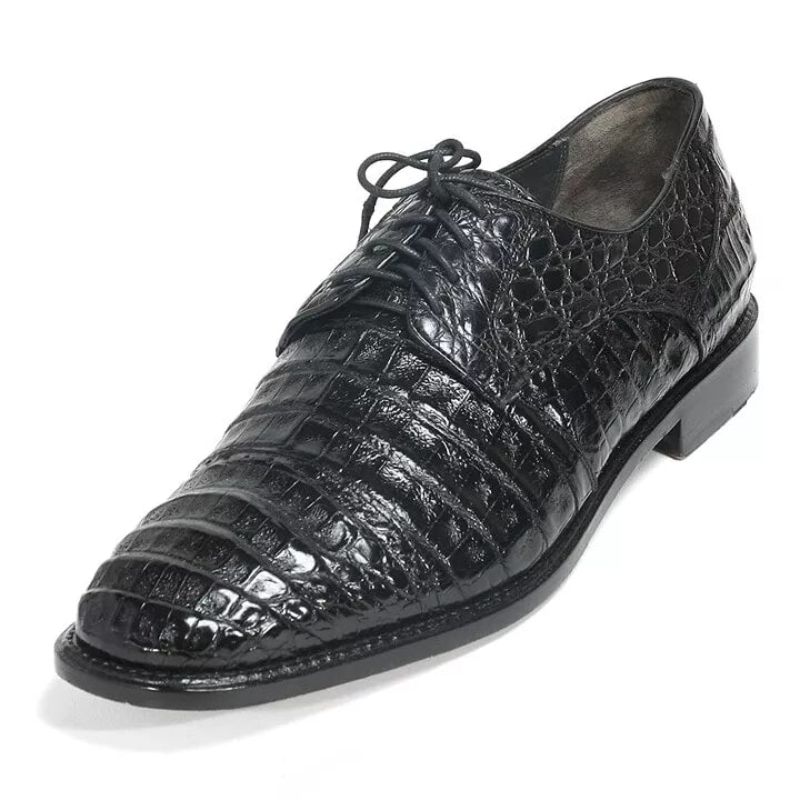 Los Altos Black Genuine Caiman Oxford Shoes
