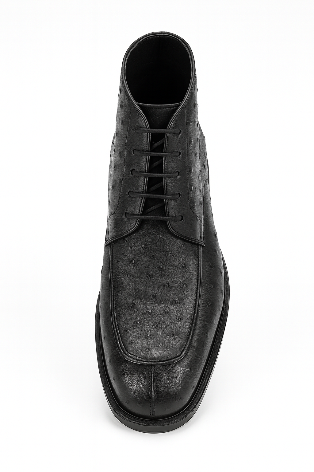 Los Altos Black Ostrich Quill Ankle Boots