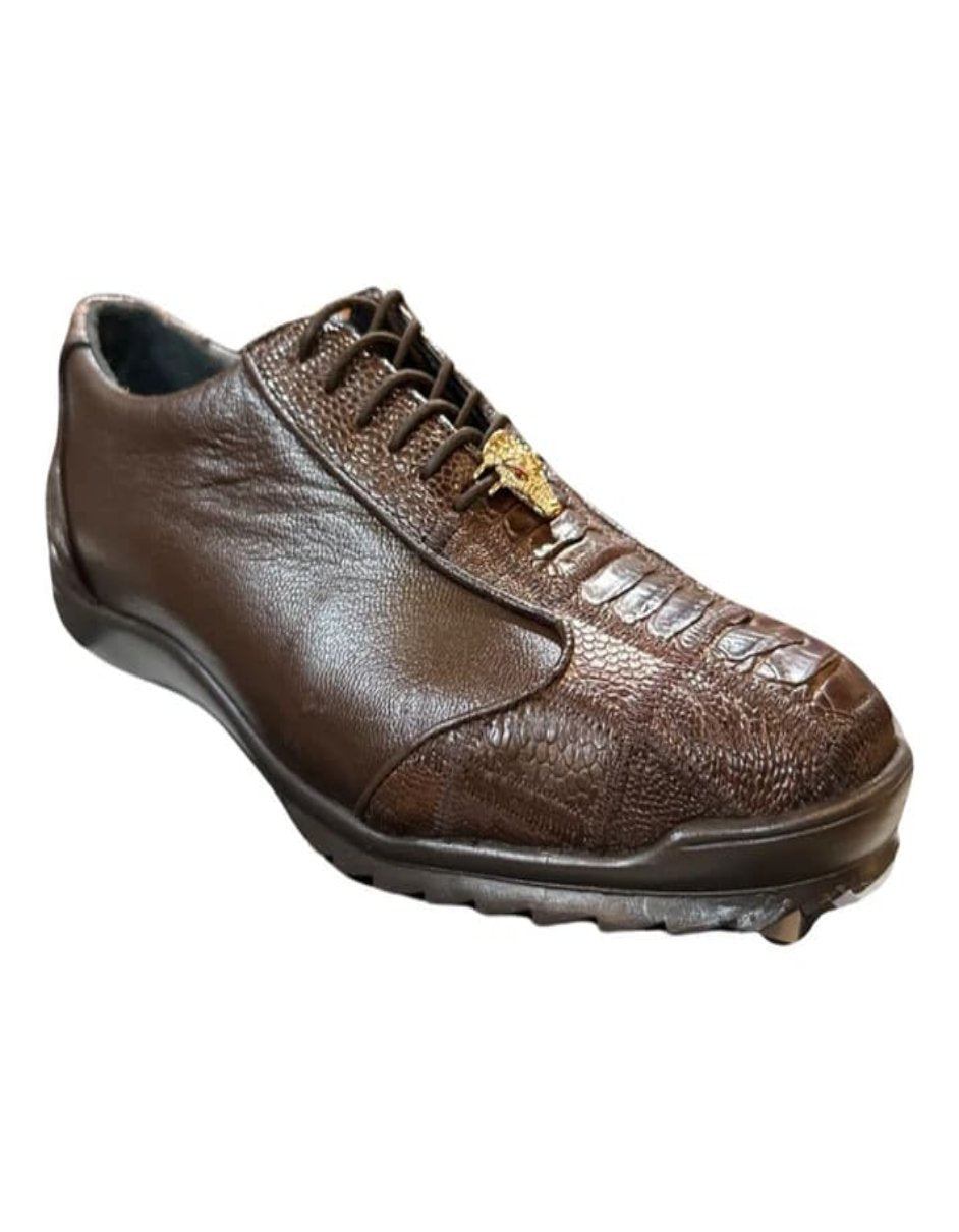 Los Altos Ostrich Leg Lace Up Sneakers Brown