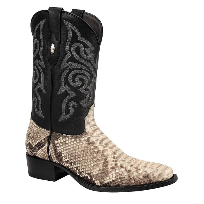 Natural Python Snakeskin Western Boots