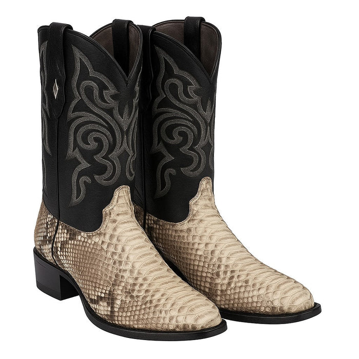 Natural Python Snakeskin Western Boots
