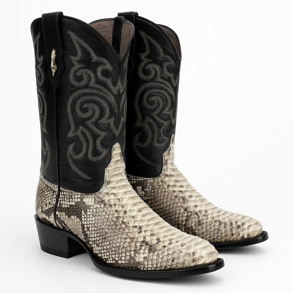 Natural Python Snakeskin Western Boots