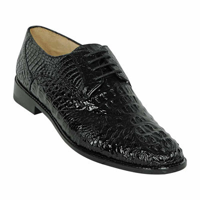 Caiman Hornback Plain Toe Black Dress Shoes