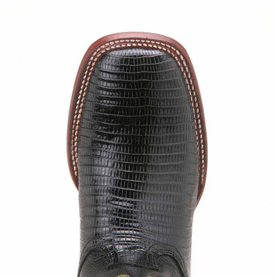Black Teju Lizard Square Toe Western Boot for Women