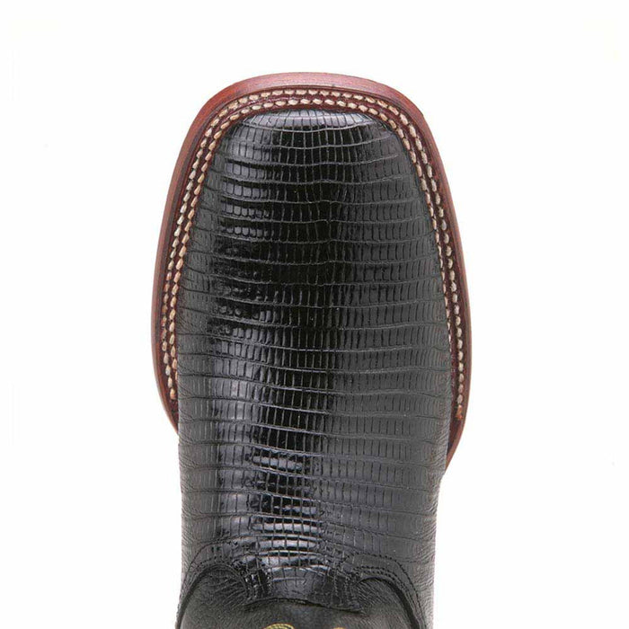 Black Teju Lizard Square Toe Western Boot for Women