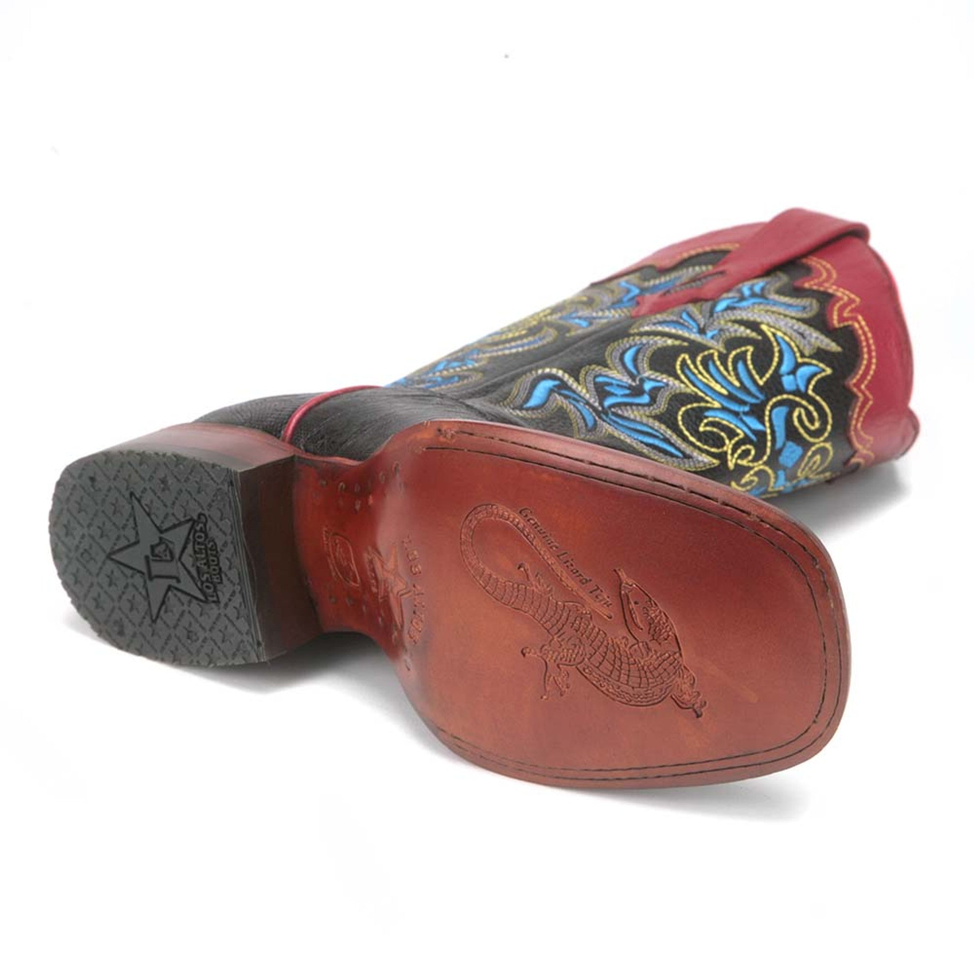 Black Teju Lizard Square Toe Western Boot for Women