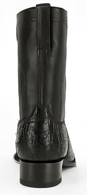 Black Caiman Belly Roper Cowboy Boots