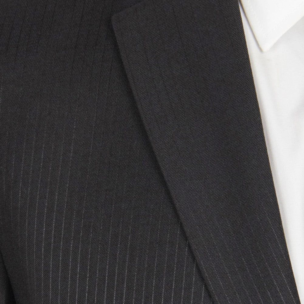 Modern Fit 2 Button Pinstripe Suit, Black