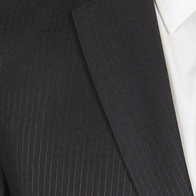 Modern Fit 2 Button Pinstripe Suit, Black