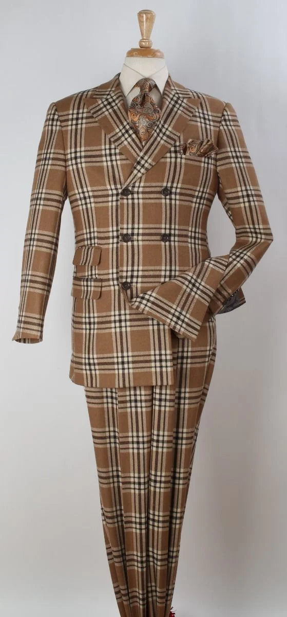 Apollo King Men's 3pc 100% Wool Outlet Double Breasted Suit Fashion Design