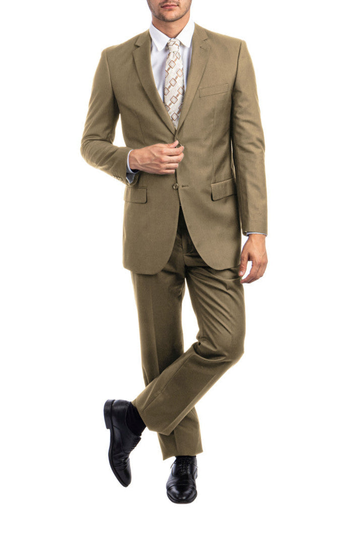 Bacchus Collection Modern Fit 2 Piece Suit, Dark Taupe