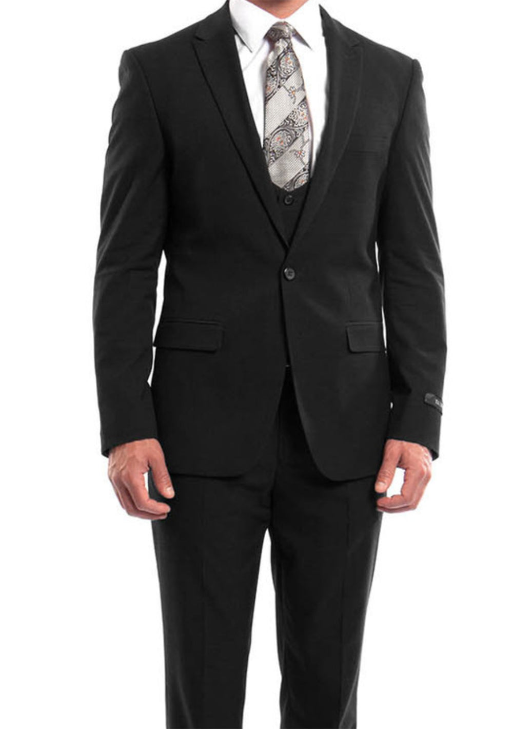 Black Slim Fit 3 Piece Suit 1 Button Peak Lapel