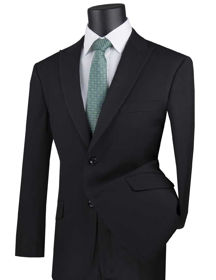 Black Modern 2 Piece Suit with Peak Lapel