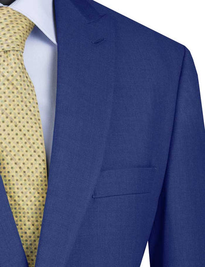 Blue Modern Fit Peak Lapel Suit by Vinci