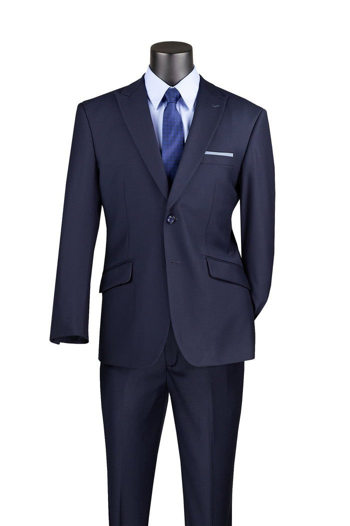 Navy Modern Fit Peak Lapel Suit - 2 Piece