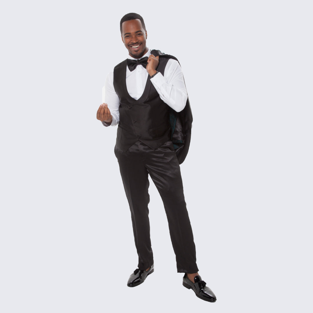 Hunter Green Floral Tuxedo with Shawl Lapel – 4 Piece Slim Fit Set