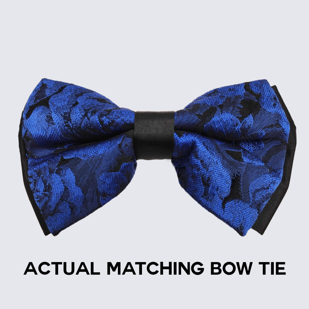 Royal Blue Floral Tuxedo with Shawl Lapel – 4 Piece Slim Fit Set