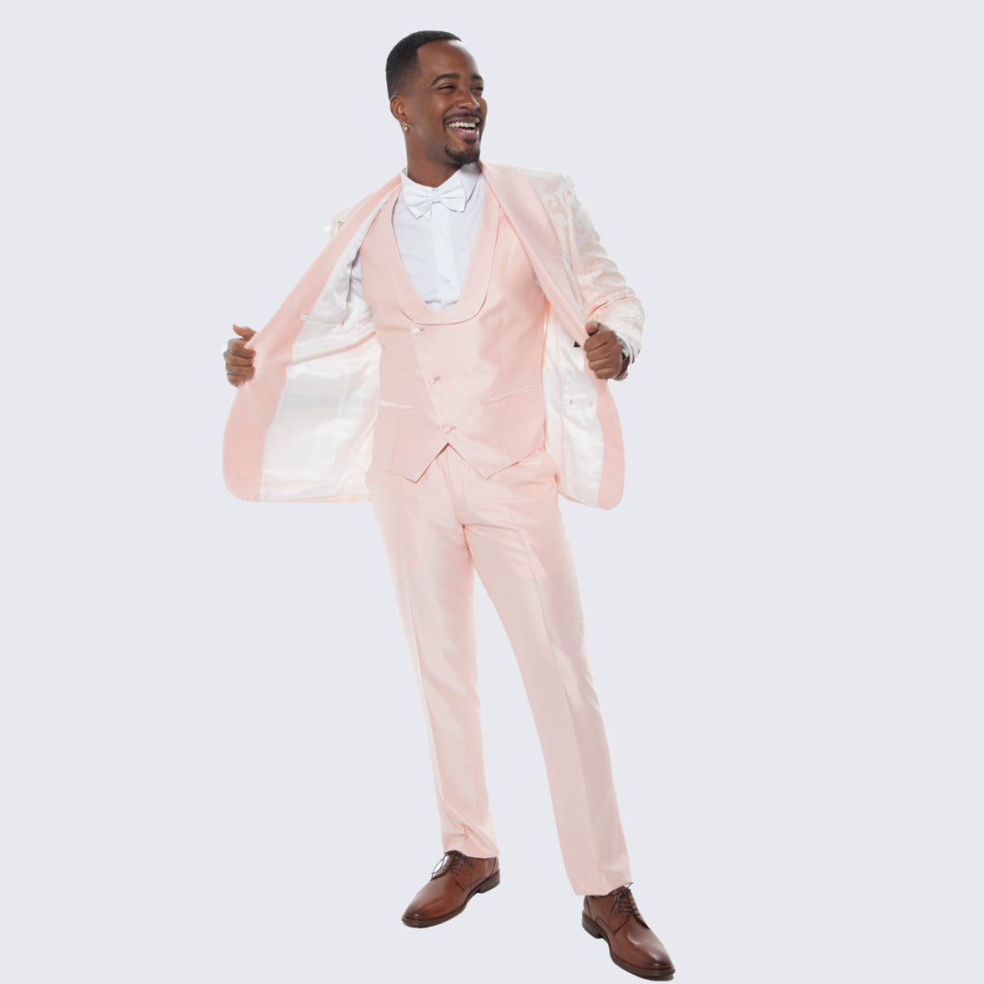 Pink Paisley Tuxedo with Shawl Lapel – 4 Piece Set