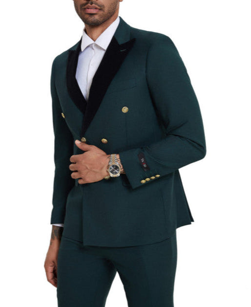 Dark Green Slim Double Breasted Tuxedo