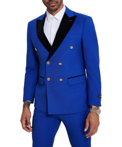 Royal Blue Slim Double Breasted Tuxedo