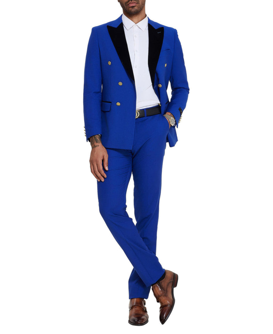 Royal Blue Slim Double Breasted Tuxedo