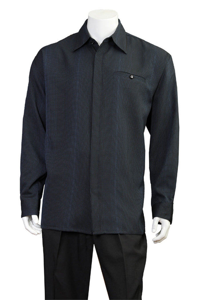 Mens Long Sleeve Mini Check Walking Suit in Brown