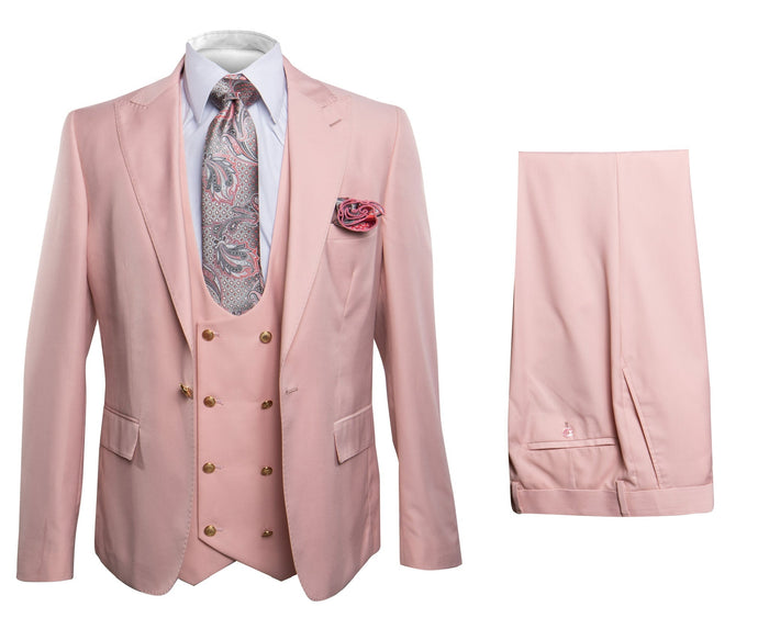 Rossi Man MAX RM1203 Slim Fit Pink Suit 3-Piece