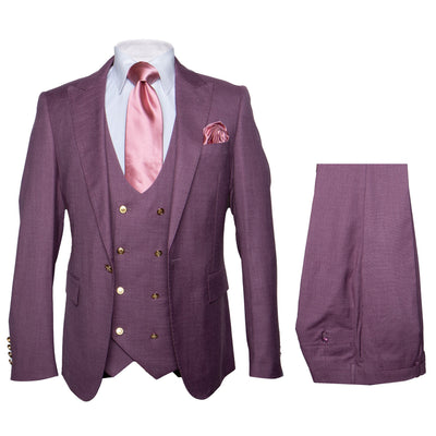 Rossi Man Slim Fit Raspberry Suit 3-Piece Set