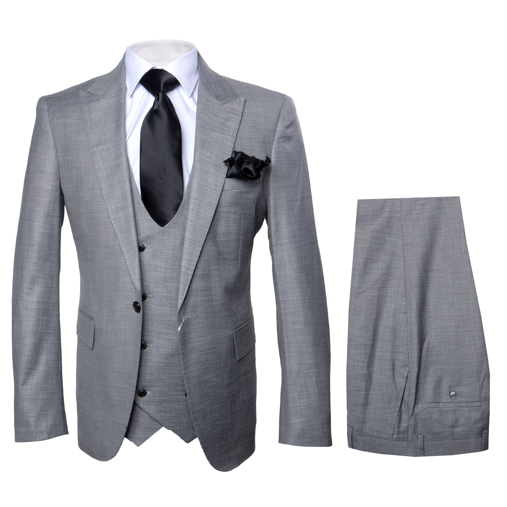 Rossi Man Slim Fit 3-Piece Solid Grey Suit
