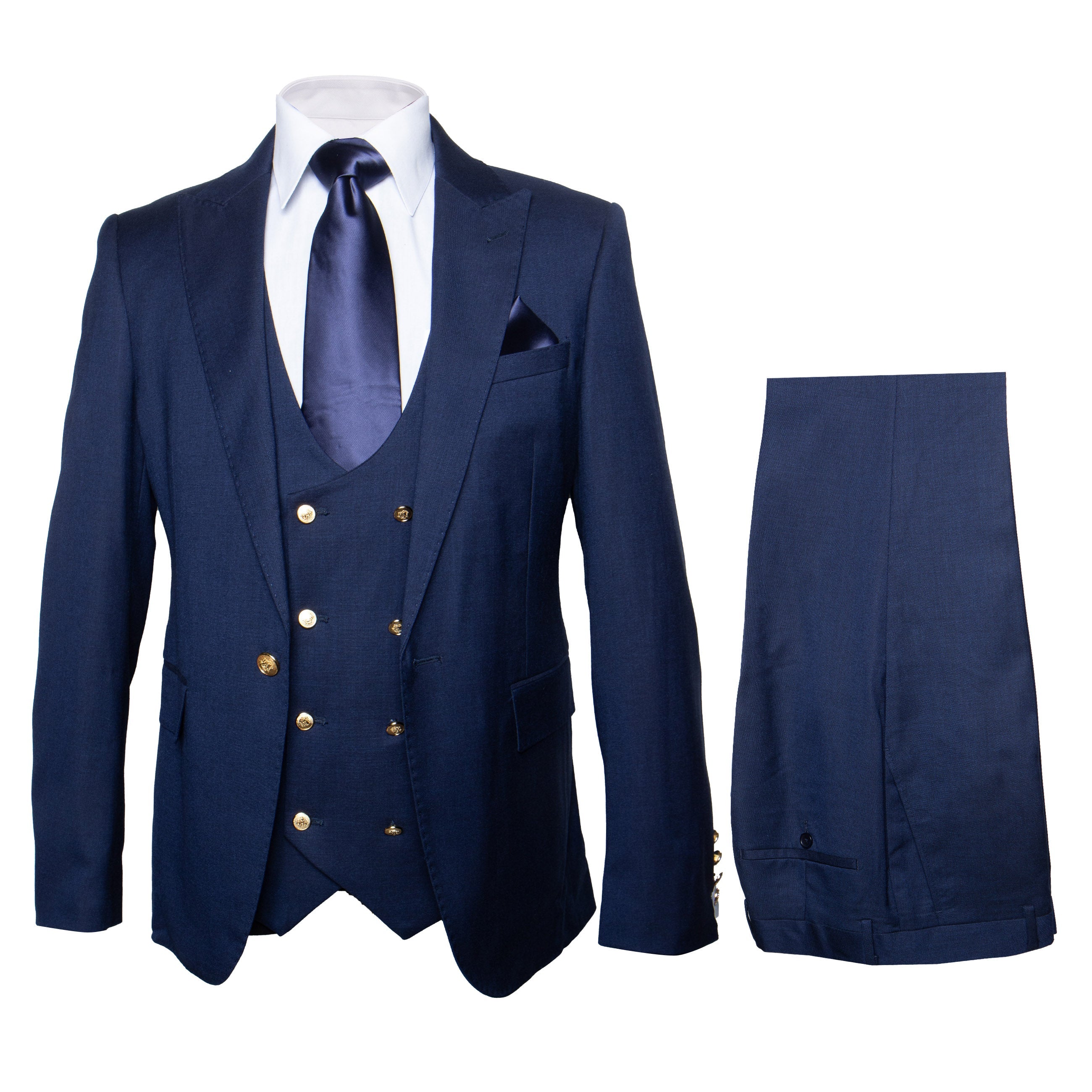 ROSSI MAN Slim Fit 3 Piece Suit Navy