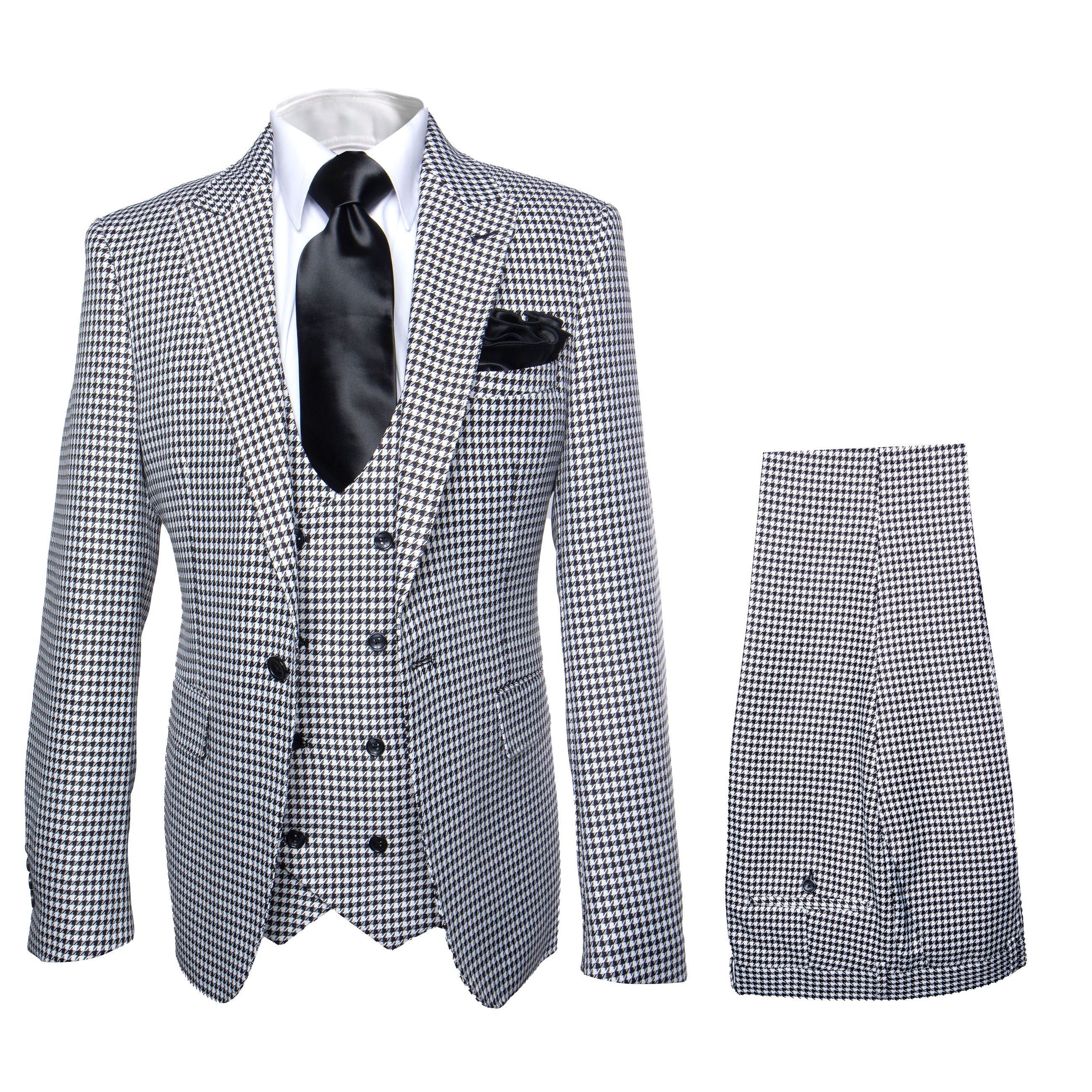 Rossi Man MAX RM1710 Black and White Slim Suit