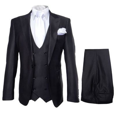 Rossi Man MAX RM1712 Slim Black 3-Piece Suit
