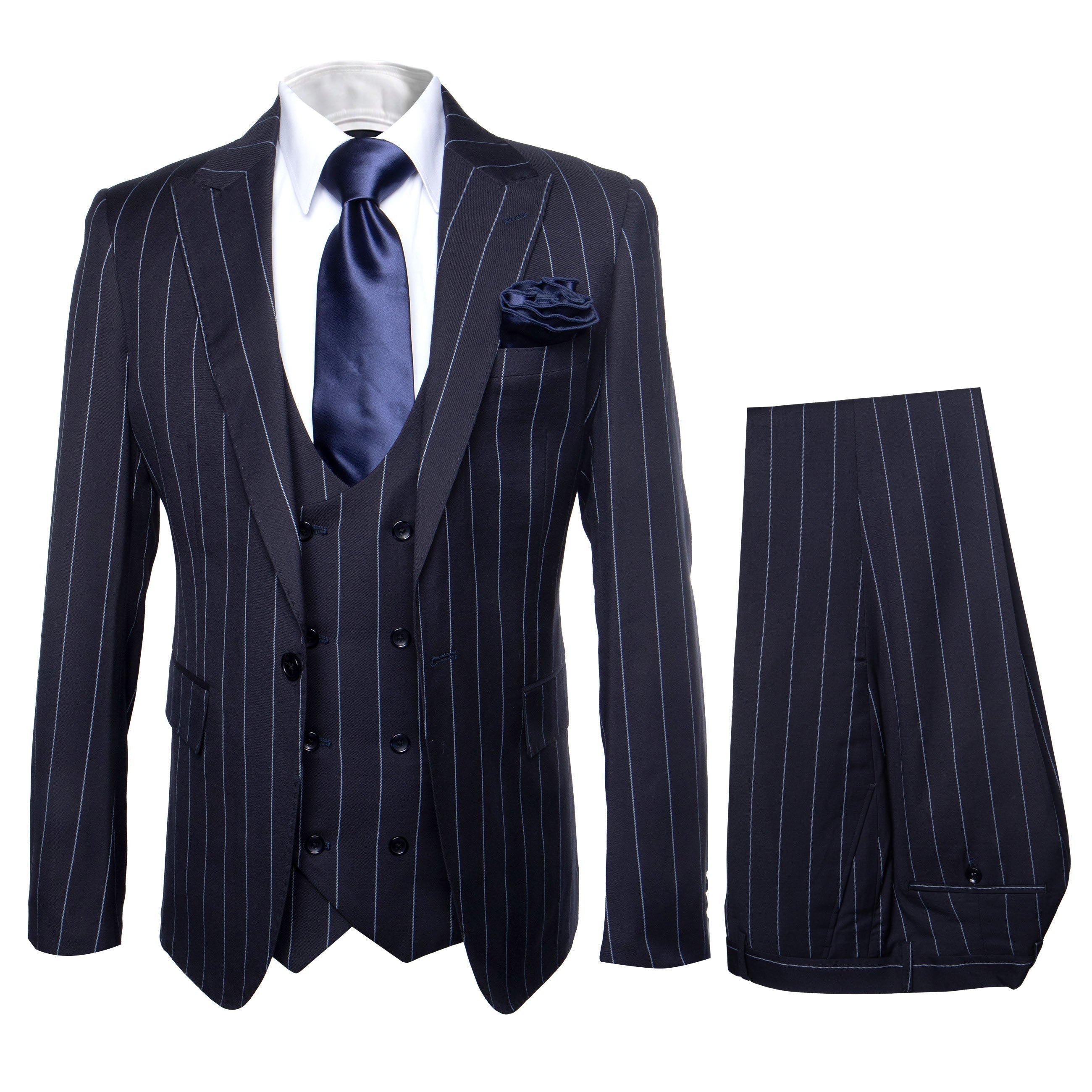 ROSSI MAN Navy Pinstripe 3 Piece Suit