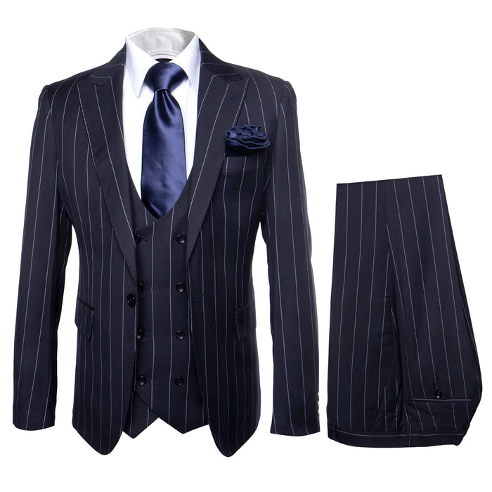 ROSSI MAN Navy Pinstripe 3 Piece Suit
